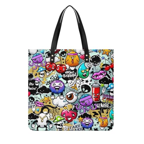 Sac à bandoulière dessins animés femmes - Grand tote bag shopper et sac de voyage en toile