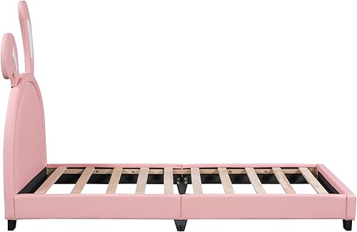 Miniatura 116 de Moderna base de cama de madera maciza de tamaño matrimonial para niños con cabecera en forma de corona, marco de cama tapizado de princesa con luces