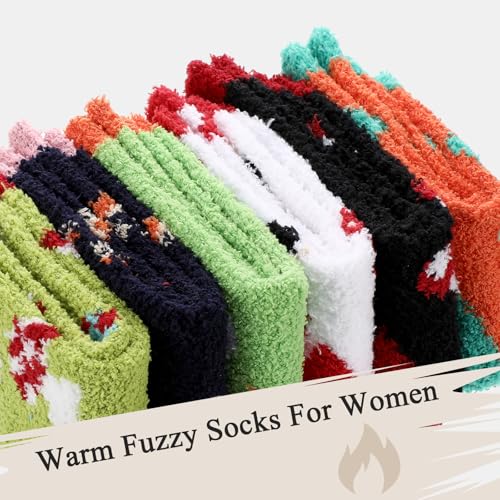 Image of Skicuff 6 Pairs Women Fuzzy Socks Bulk Slipper Warm Sleeping Crew Socks for Women Men Microfiber Soft Holiday Teacher Gifts