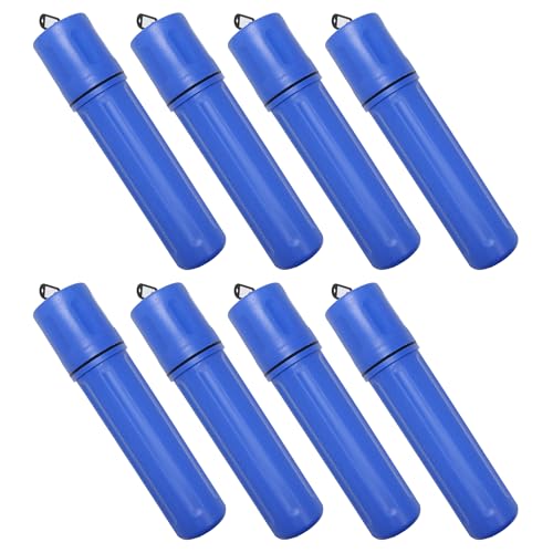 Image of Blue Demon Stick Welding Electrode Storage Tube, 3 inch x 14 inch Blue, 8 Pack | waterproof, airtight, made of high impact polyethylene, key tag included for easy labeling /organization