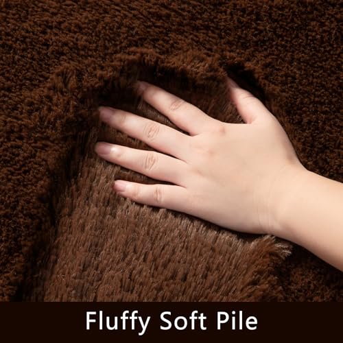 HOMORE Living Room Rug 6x9 Area Rug, Brown Rugs for Living Room Bedroom, Large Fluffy Rugs Super Soft Carpet for Kids Room Classroom Dorm Home