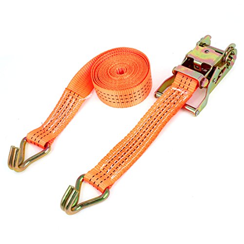 Aexit Luggage Cargo Rigging Binding Metal J Hooks Ratchet Tie Down Strap 3.5M Turnbuckles 11ft Orange