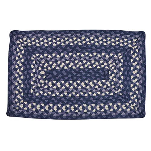Tapete rectangular trenzado azul y piedra 20 x 30 in miniatura 1