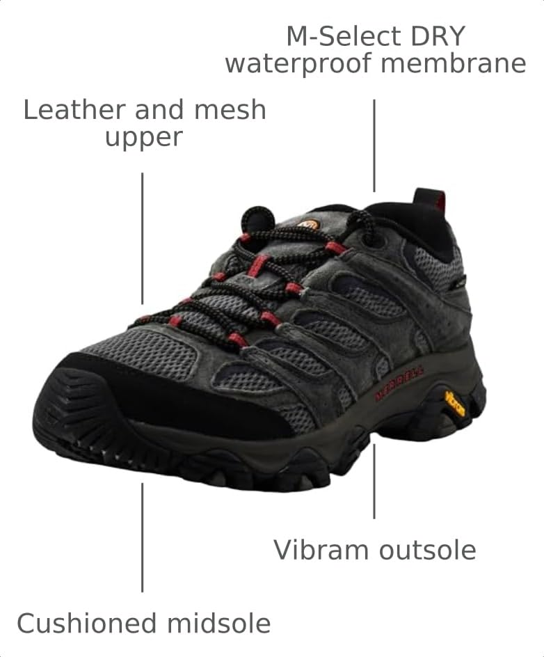 Image of Merrell Men's Moab 3 Waterproof Hiking Shoe, Beluga, 13