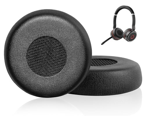 Link Dream Ersatz Ohrpolster für Jabra Evolve 75(75UC 75MS 75SE) Stereo-Bluetooth-Headset/Kopfhörer Kopfhörern Ohrpolster Ersatzpolster mit weicherem Protein-Leder und Memory-Schaum Schwarz