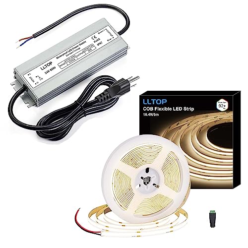 Tira de LED COB LLTOP Blanco Natural 5 m con Fuente de 60W miniatura 1