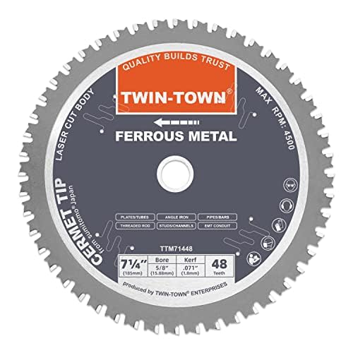 TWIN-TOWN 7-1/4-Inch 48 Teeth Dry Cut Steel and Ferrous Metal Cermet Saw Blade with 5/8-Inch Arbor