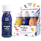 Proper Wild | All Natural Plant Based Energy Shot | Clean Long Lasting Energy & Focus Drink | All Day Extra Strength Energy With No Crash | No Artificial Sweetener or Preservatives | Variety (6 Pack)