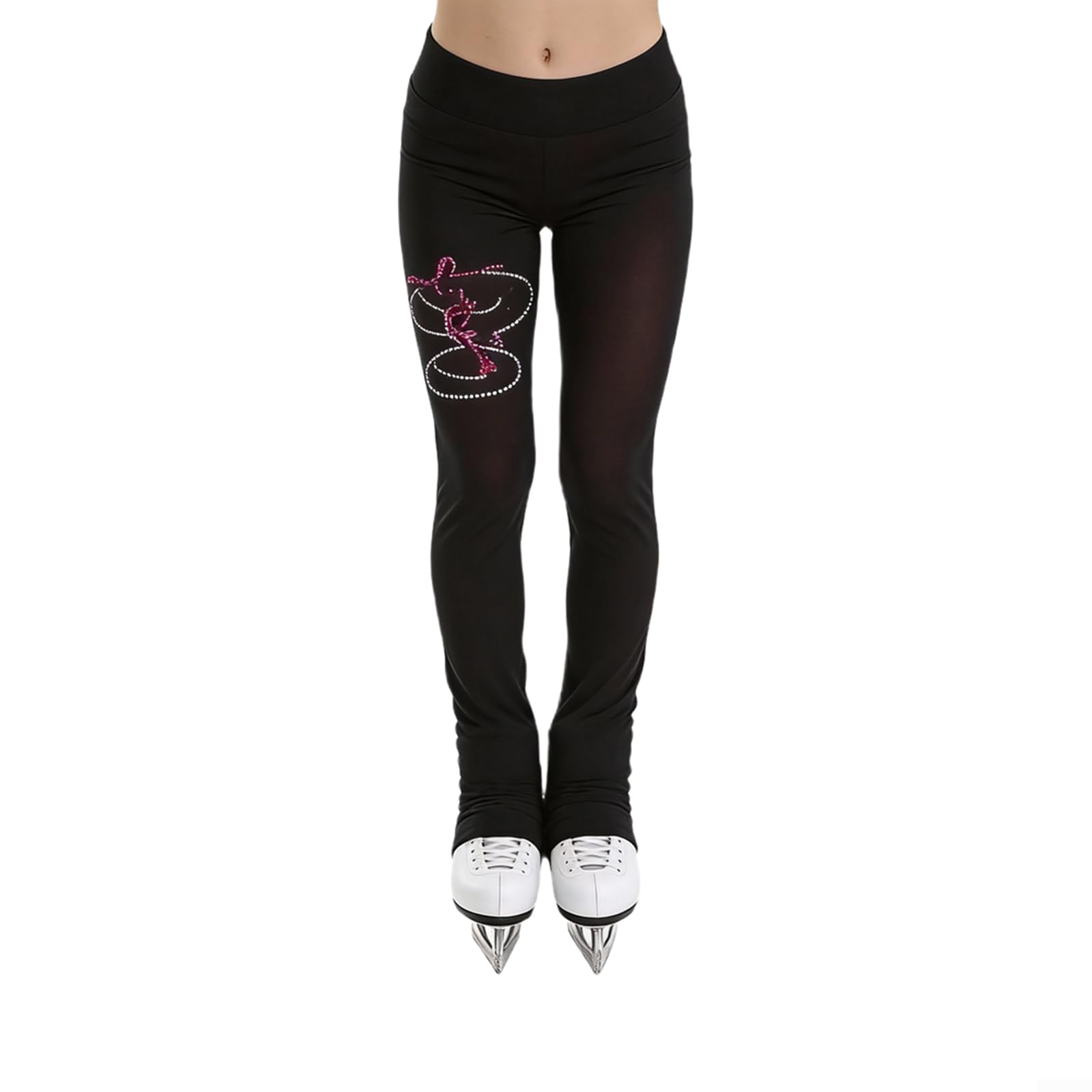 RemixAst Pantaloni da allenamento da donna per pattinaggio artistico, leggings impermeabili traspiranti con strass, collant sportivi ad alta elasticità, per pratica e competizione, 25-65 kg