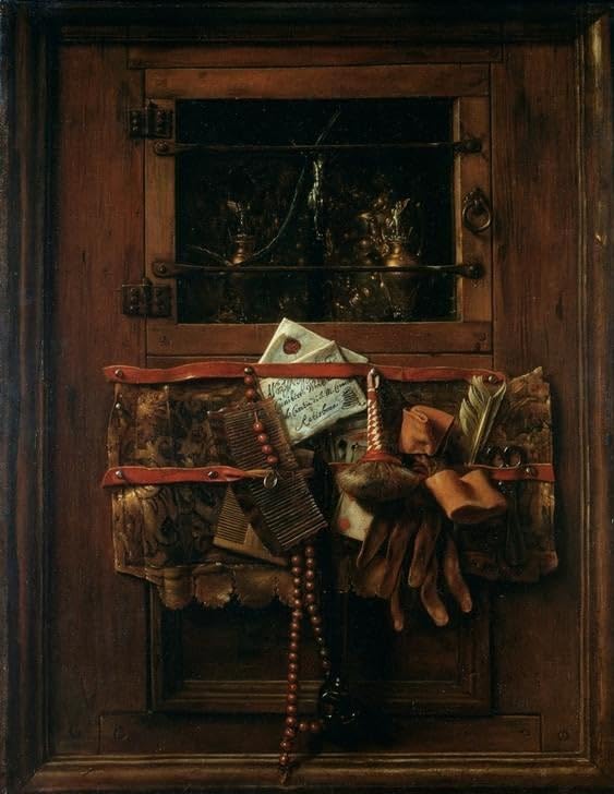 Tableau Nature morte à la lettre Samuel Van Hoogstraten poster vintage 60x90