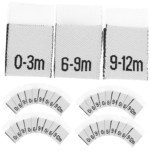 NUOBESTY Étiquettes Du Mois Pour Bébé 300 Pièces Étiquettes Mensuelles De Vêtements À Coudre Taille Nouveau-Né 3-12 Mois Organisateur De Garde-Robe Bébé En Polyester