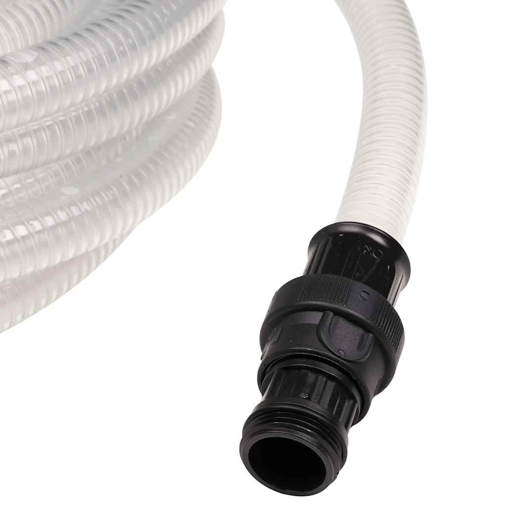 Mangloder - Manguera de aspiración de PVC transparente con conexiones de PVC, 1 pulgada, 10 m, diámetro interior de 0,9 pulgadas, 6 bar, con válvula de pie y colador para bombas de jardín y plantas de