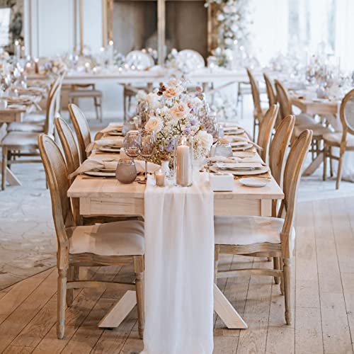 Soardream White Chiffon Table Runner 2 Packs 27X120 Inches Romantic Rustic Wedding Table Runner 10Ft Long Table Runners For Bridal Shower Decorations #TOP1