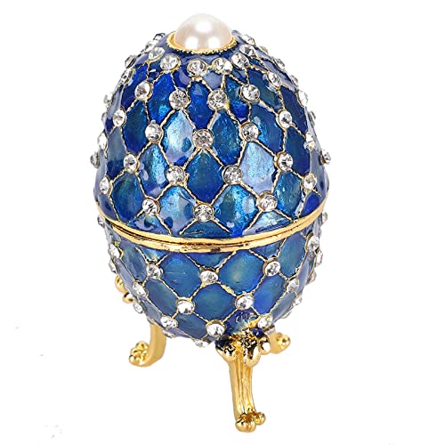 Fydun Joyero esmaltado Fabergé Estilo Huevo Caja de baratijas Organizador de Joyas pintadas Doradas para Pendientes, Collares, empaquetado para Regalo Cover
