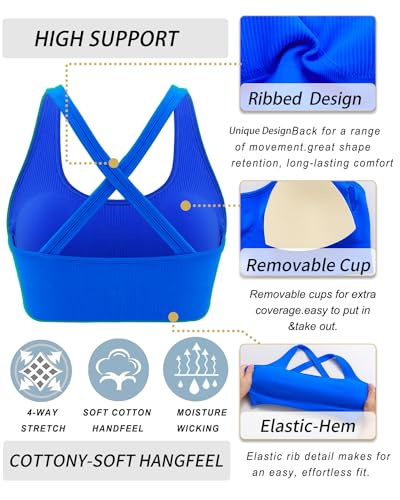 Image of RUNNING GIRL Sports Bras for Women,Seamless Strappy Sports Bra High Support Crisscross Back with Removable Pads