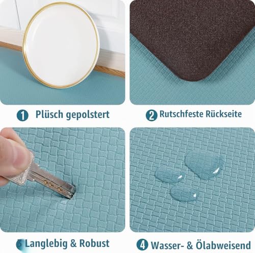 Carvapet rutschfest Küchenteppich Anti Ermüdungsmatte Küchenläufer Schaum-Stehmatten PVC Abwischbar Laufteppich Küchenmatte Bodenmatte… – Ansicht 3