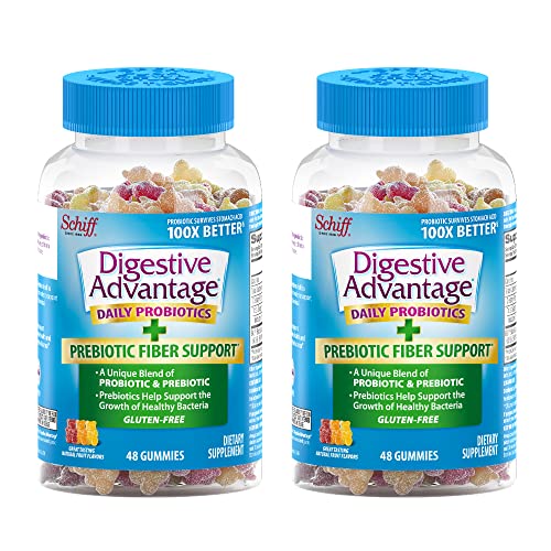 Digestive Advantage Prebiotic Fiber Plus Probiotic Gummies 48 Count (Pack of 2)