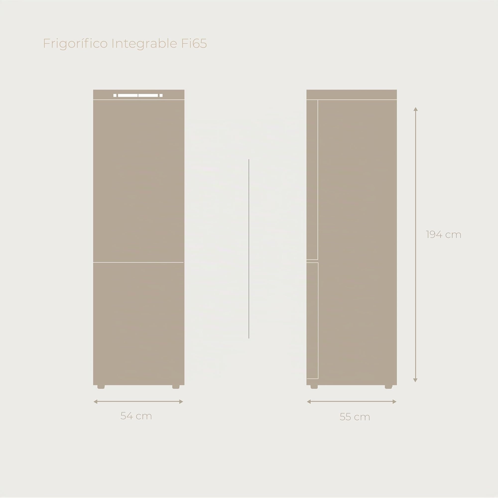 EVVO Frigorífico Combi Integrable Fi65, 180L Frigorífico + 64L Congelador, 194 cm, Total No Frost, Tecnología Inverter, Multi Air Flow, Cajón Chiller Zone, Función ECO y Vacaciones, Silencioso