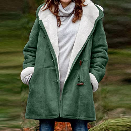 Coats for Women Winter Sherpa Jacket Warm Fleece Coat Button Hoodie Jacket Long Sleeve Fashion Outerwear with Pockets2