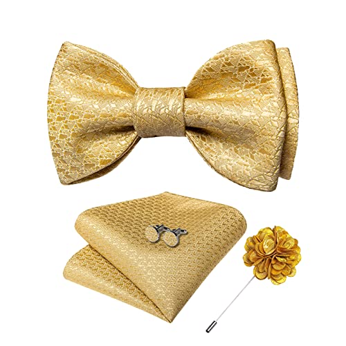 Image of DiBanGu Silk Self-Tied Bowtie Jacquard Woven Bow Tie Set for Men