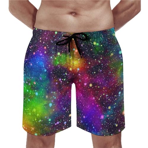 Shorts de bain homme galaxie colorée S avec poches et cordon de serrage
