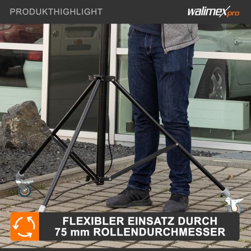 Walimex Pro Roulettes De Trépied Pro Lot De 3 Rouleaux Pivotants Métal Ø 75 Mm Surface De Contact En Caoutch - vue 4