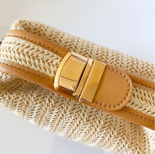 Women's Small Straw Woven Crossbody Bag Beach Chic Handbag Bucket Clutch Cute Vacation Shoulder Purse4