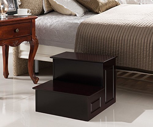 Black Friday - 40% OFF Kings Brand Furniture - Danial Large Wood Bedroom Step Stool, Cherry