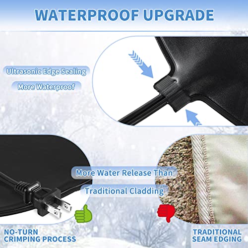 FEECOS Bird Bath De Icer,Thermostatic Controlled Heated 60w Bird Baths for Outdoors for Winter Bird Fish Chicken Duck Farm Water Heater