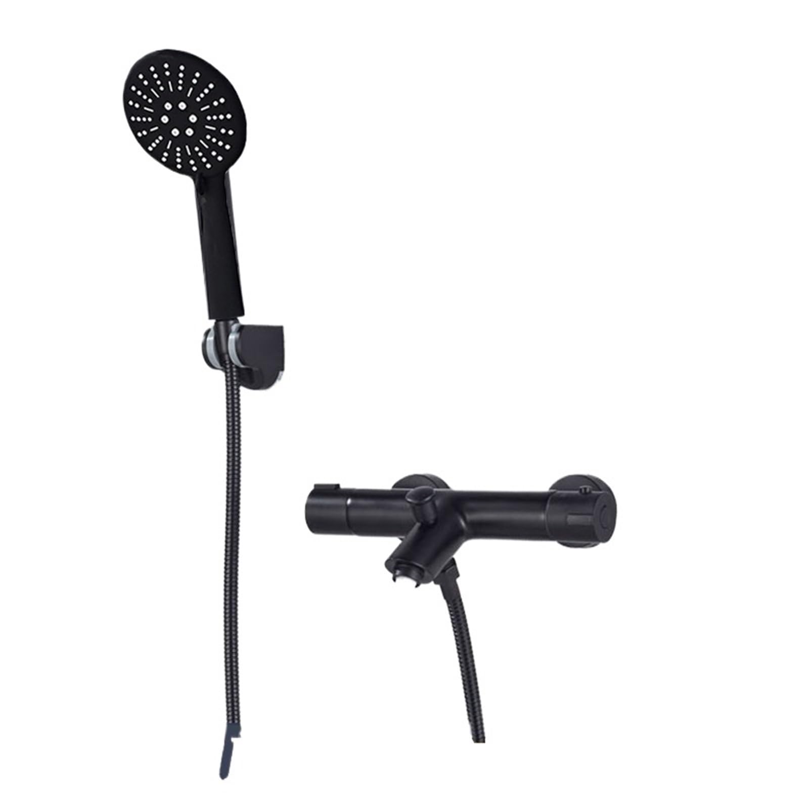 Xpjyua Black Full Set B Thermostatic Shower Mixer Thermostatic Shower Faucet Bathroom Chrome Mixertap Thermostat Wall Mounted Bathtub Brass Mixer(Black Full Set B)