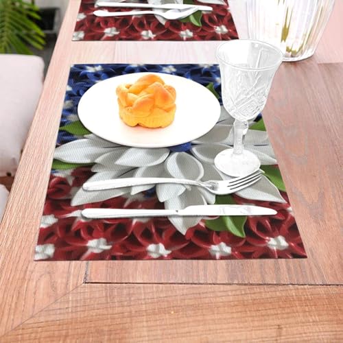 Set de table en PVC tissé fleuri pour repas en terrasse - 7