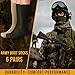 Diamond Star Men's Military Boot Socks – Quick-Dry Cotton Crew Socks for Army, Firefighters, Police, Hiking & Trekking Pack 6 Pairs Green (10-13).