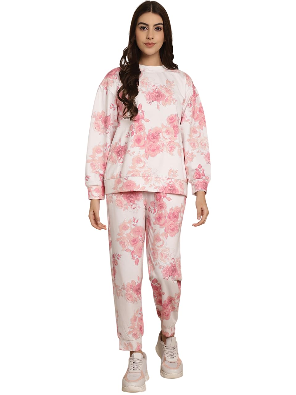 Stylish Womens Polycotton Printed Long Sleeves Mock Neck Regular Fit Co-ord Set | Lightweight & Breathable Fabric | Sweatshirts & Jogger Set-image-26