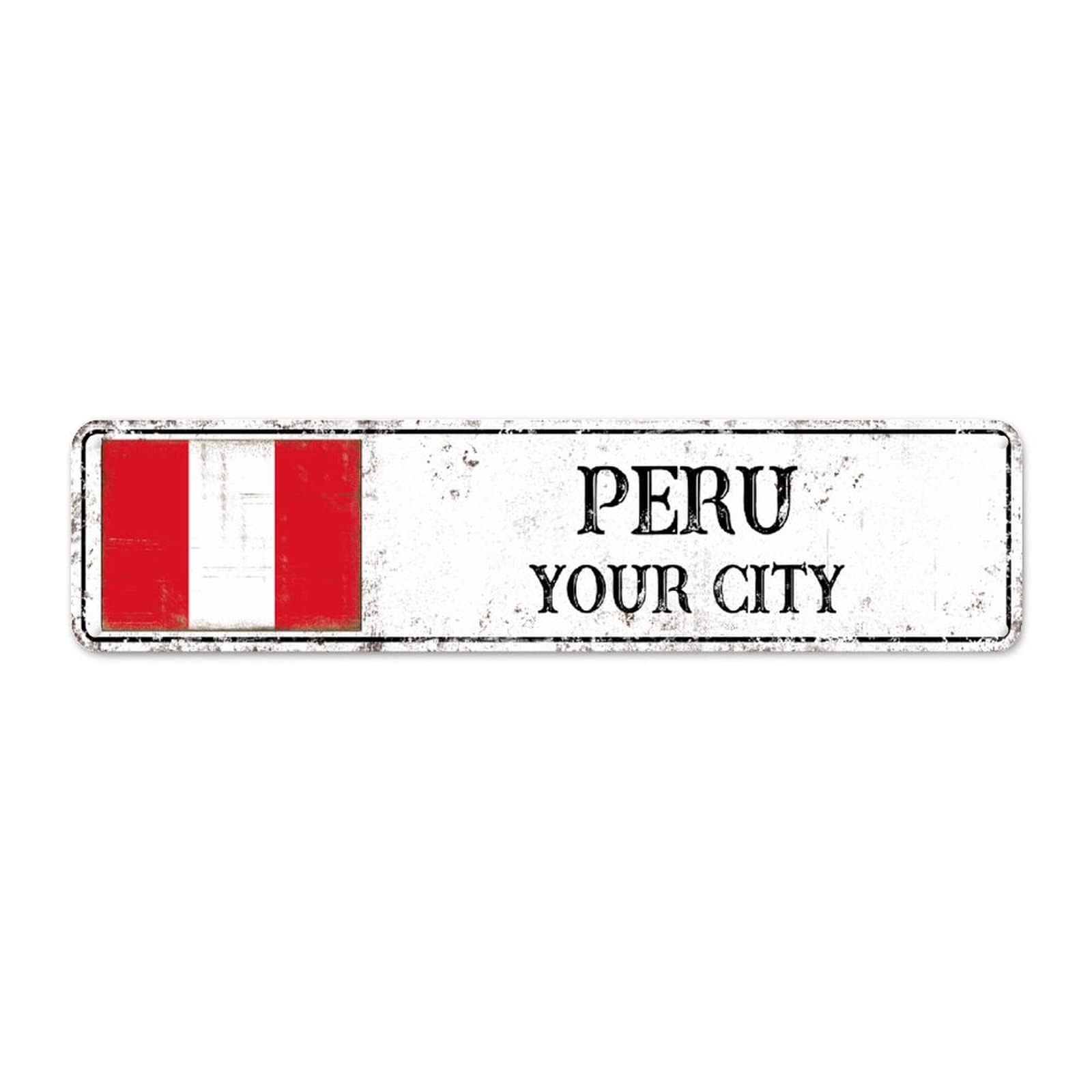 Peru Flag Retro Style Metal Tin Sign City Souvenir Custom City Personalized Home Decorative Aluminum Signs National Flag Country Souvenir Retro Wall