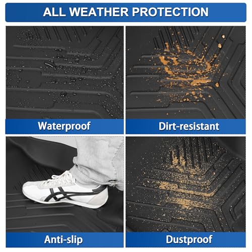 Image of WEIZE Floor Mats Compatible with F250 /F350, All Weather Floor Liners for 2017-2024 2025 Ford F-250 /F-350 SuperCrew Cab Rear with Under Seat Fold Flat Storage,Set of 3