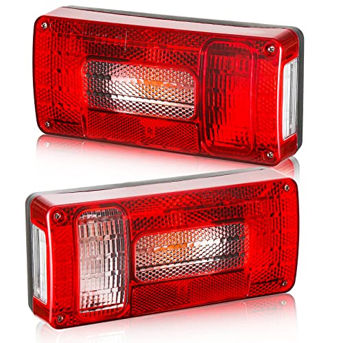 DARKGUARD Ensemble Feux Arrière Remorques 12v Homologué E4,7Fonctions 2pcs Halogènes Feu Arrière Remorque Caravane avec Éclairage Antibrouillard Recul...