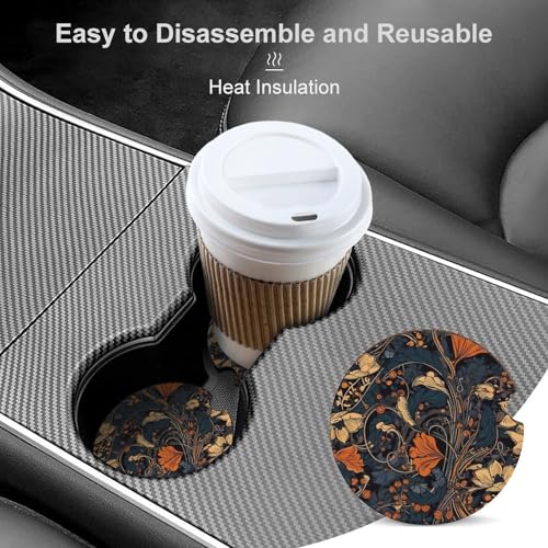 Portavasos para carro, estampado azul y naranja, pack 2, madera miniatura 4