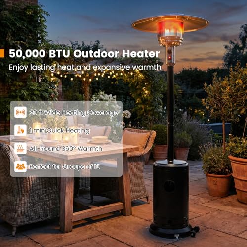 Tangkula 50,000 BTU Propane Patio Heater with Easy Ignition, Black - Image 4