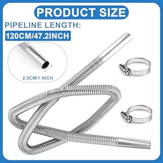 47.2in Diesel Heater Exhaust Pipe, 1" Inner Diameter Flexible Exhaust Tubing Stainless Steel Parking Air Heater Exhaust Hose Generator Exhaust Extension Pipe Car Accessories