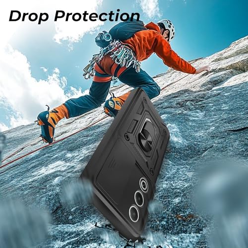 Image of A rtistque Armor Bumper Back Case Cover for Oppo K12x 5G | Stylish Ring Holder & Inbuilt Stand | Sliding Camera Cover | Shockproof TPU Protective Design | Oppo K12x 5g Backcover - Black