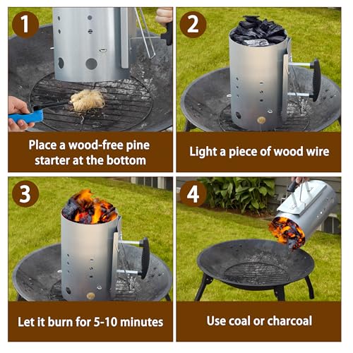 image for E500 Larger Charcoal Chimney Starter with 60Pcs Charcoal Starter, Coal