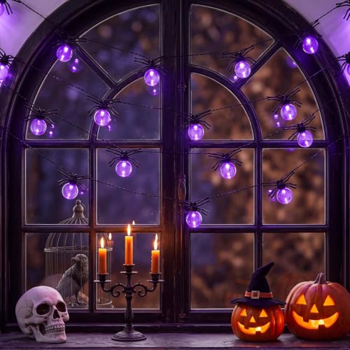 Patifaire Large Spider Halloween String Lights, Battery Powered with Timer - image 8