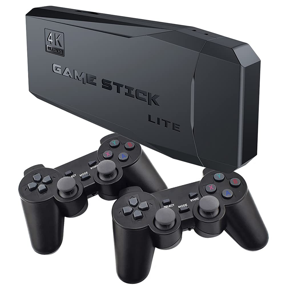 64G Plug and Play Game Console, PS1 Wireless Retro Game Consoles 4K HD Mini TV Game Stick Built