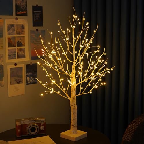 Albero Luminoso Da Interno Con 144 Led Bianchi Caldi, Usb Albero Di Betulla Con Luci Regolabile Albero Di Natale Led Batteria Albero Luminoso Per Decorazione Interna Della Festa Natale (Betulla) - 3