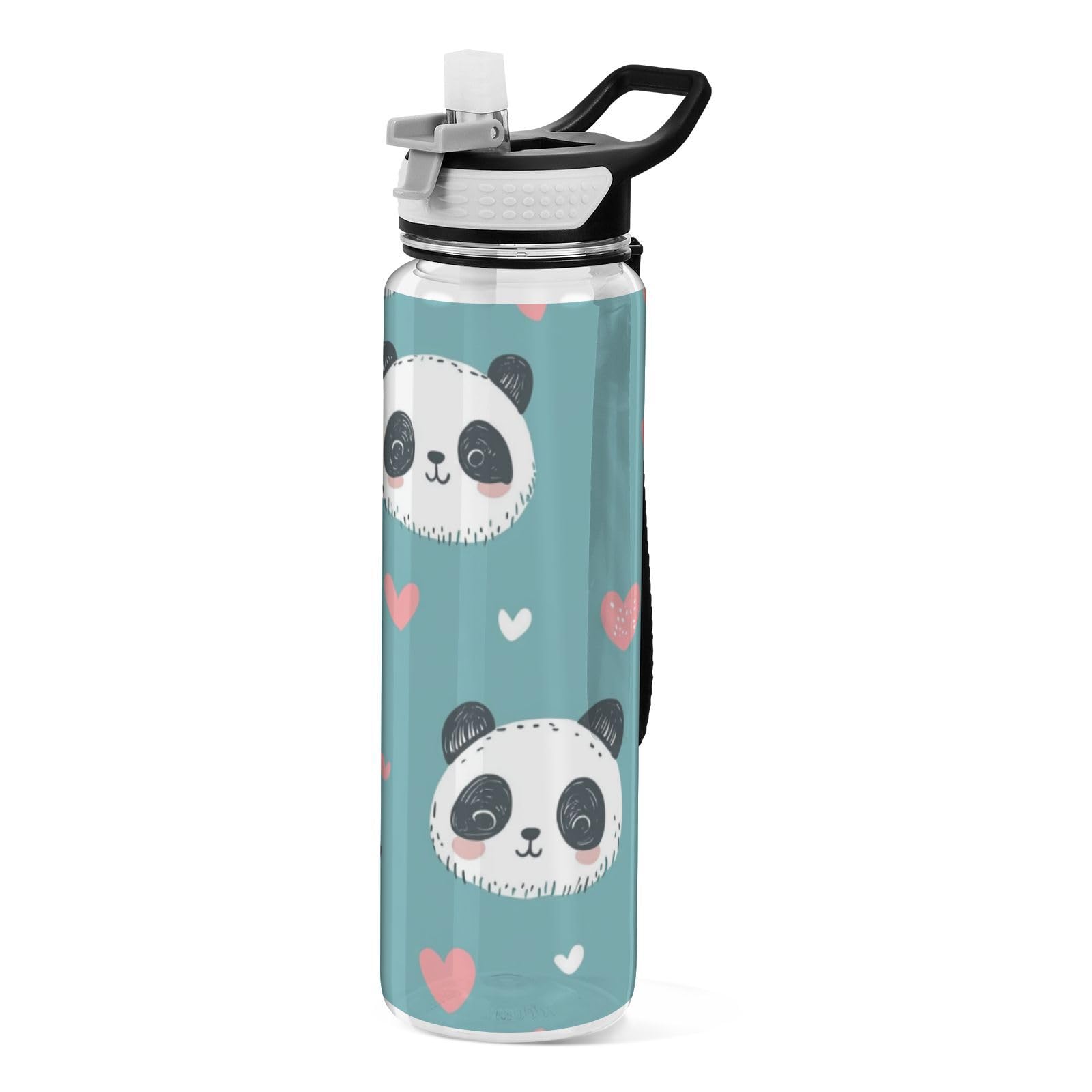 Bouteille d'eau 950 ml avec poignée et bec verseur Blanc Motif Panda