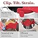 Kitchen Gizmo Snap N Strain Silicone Pot Strainer - Adjustable Clip-On Pasta Strainer for Pots, Pans, and Bowls - Large Red Kitchen Colander
