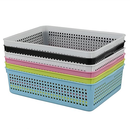 Obstnny Paper Organizer Basket, Plastic File Baskets, Colorful (6 Packs) #TOP5