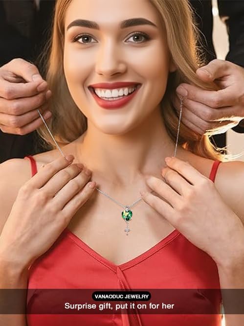 Birthstone Heart Cross Necklace for Women, butterfly Pendant 14K Gold /18K White Gold Womens Necklaces, Jewelry Anniversary Birthday Christmas Gifts for Her Mom Wife - Image 4