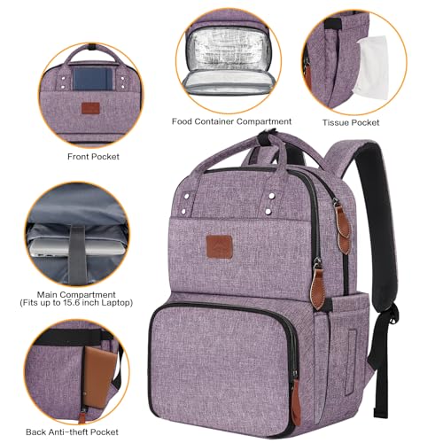 Image of MATEIN Laptop Backpack with Lunch Box, Insulated Women Backpacks with Cooler Compartment, Fits 15.6 inch Laptop Water Resistent Tote Food Bag for College Beach Camping Picnics Hiking