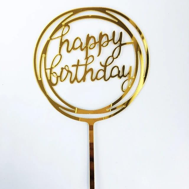 PartyToko Happy Birthday Cake Topper for Birthday Decor 1 pcs